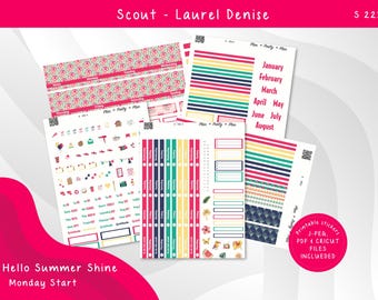 Hello Summer Shine Weekly Kit – Printable Planner Stickers (Digital Download)