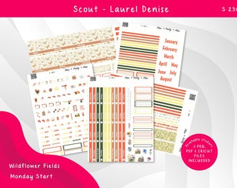 SCOUT LAUREL DENISE (Large) 230 Wildflower Fields Weekly Kit - Monthly Kit, Printable Planner Stickers