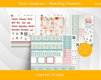 Monthly Kit for Erin Condren (PDF) Costal Escape Stickers M232