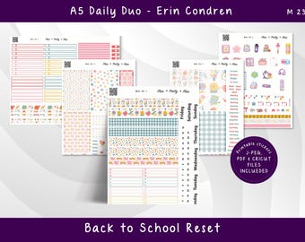 A5 Daily Back to School Reset Weekly Kit - Monthly Kit, Printable Planner Stickers A5DD 233