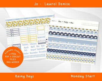 Jo Laurel Denise Planner, Printable Rainy Days Weekly Sticker Kit JO 301