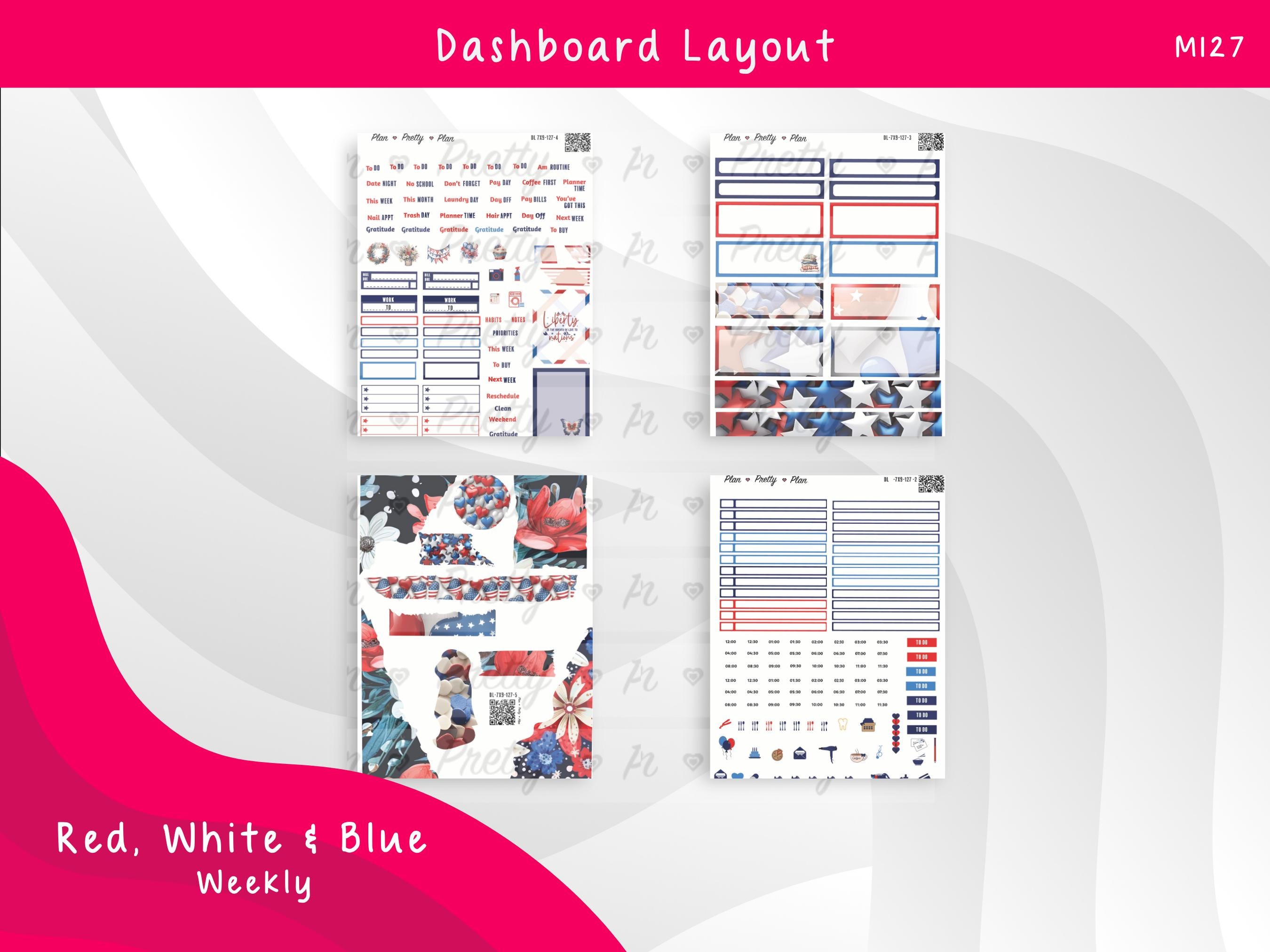 DASHBOARD LAYOUT July Planner Kit - July Weekly Stickers for Erin ...