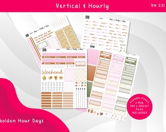 Vertical and Hourly for Erin Condren (PDF) Golden Hour Days Stickers