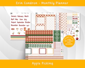 Monthly Kit for Erin Condren (PDF) Apple Picking M 302