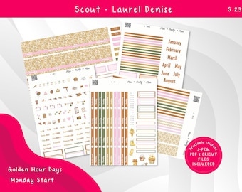 SCOUT LAUREL DENISE (Large) 231 Golden Hour Days Weekly Kit - Monthly Kit, Printable Planner Stickers