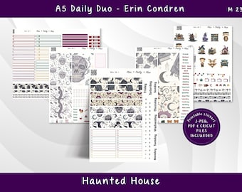 A5 Daily Haunted House Weekly Kit - Monthly Kit, Printable Planner Stickers A5DD 239