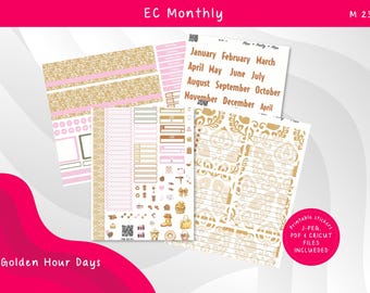 Monthly Kit for Erin Condren (PDF) Golden Hour Days Stickers M231