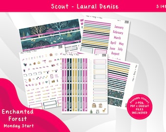 SCOUT LAUREL DENISE Enchanted Forest Weekly Kit - December Monthly Kit, Printable Planner Stickers LD149