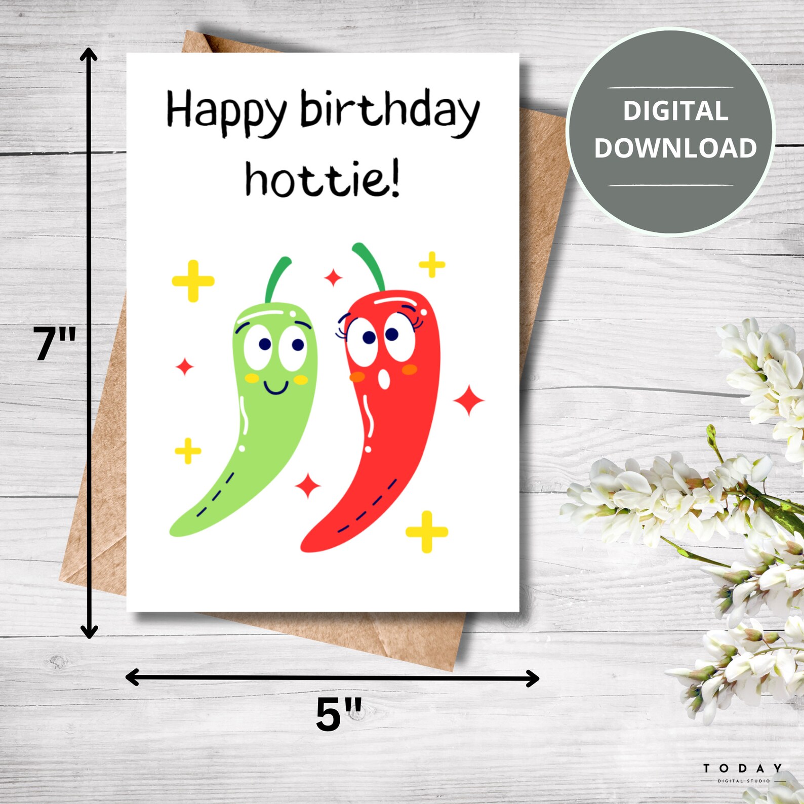 Printable Birthday Card, Digital Download, E-card, Cute, Funny, Chilli ...