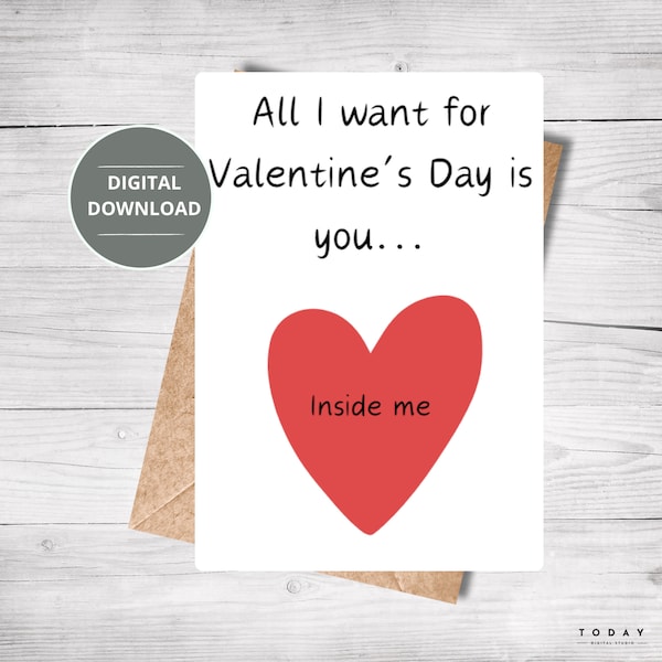 Printable Valentines day Card, Train card, Digital Download, E-card, Cute, Funny, Card For Him/For Her, 7x5 card PDF Template, Dirty card