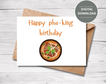 Tarjeta de cumpleaños imprimible, Descarga digital, Tarjeta electrónica, Linda, Divertida, Tarjeta Pho para él/para ella, Plantilla PDF de tarjeta 7x5
