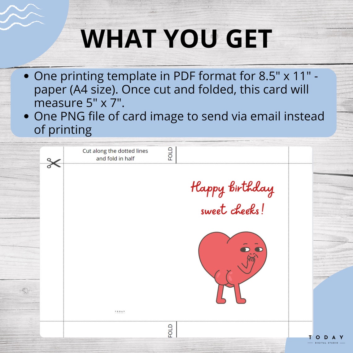 Printable Birthday Card, Digital Download, E-card, Cute, Funny, Sweet ...