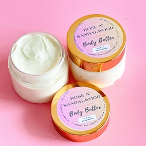 Rose Sandalwood Whipped Body Butter: Vegan Moisturizing Cream