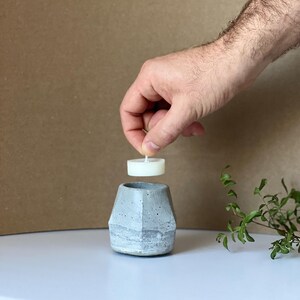 Geometric Concrete Candle Holder – Dual Poly Tealight Holder – Modern Minimalist Decor for Home or Office / Gift idea