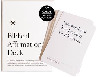 Biblical Affirmation Deck | 52 Card Deck of Bible Quotes | Daily Religious Affirmations | Bible Teachings