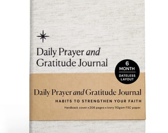 Christian Daily Prayer & Gratitude Journal | Dateless Planner Format | Faith + Prayer Journal