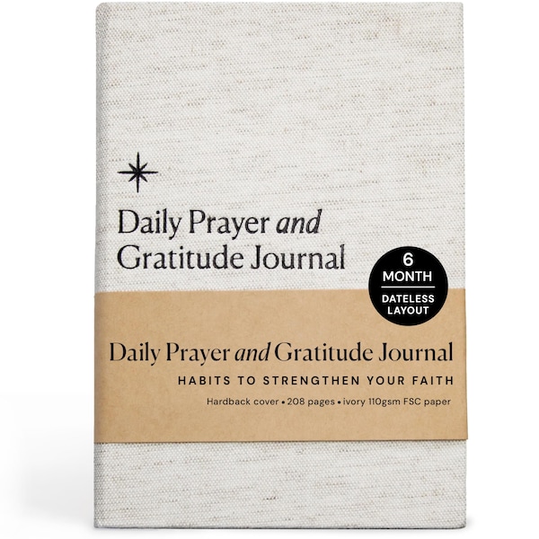 Christian Daily Prayer & Gratitude Journal | Dateless Planner Format | Faith + Prayer Journal