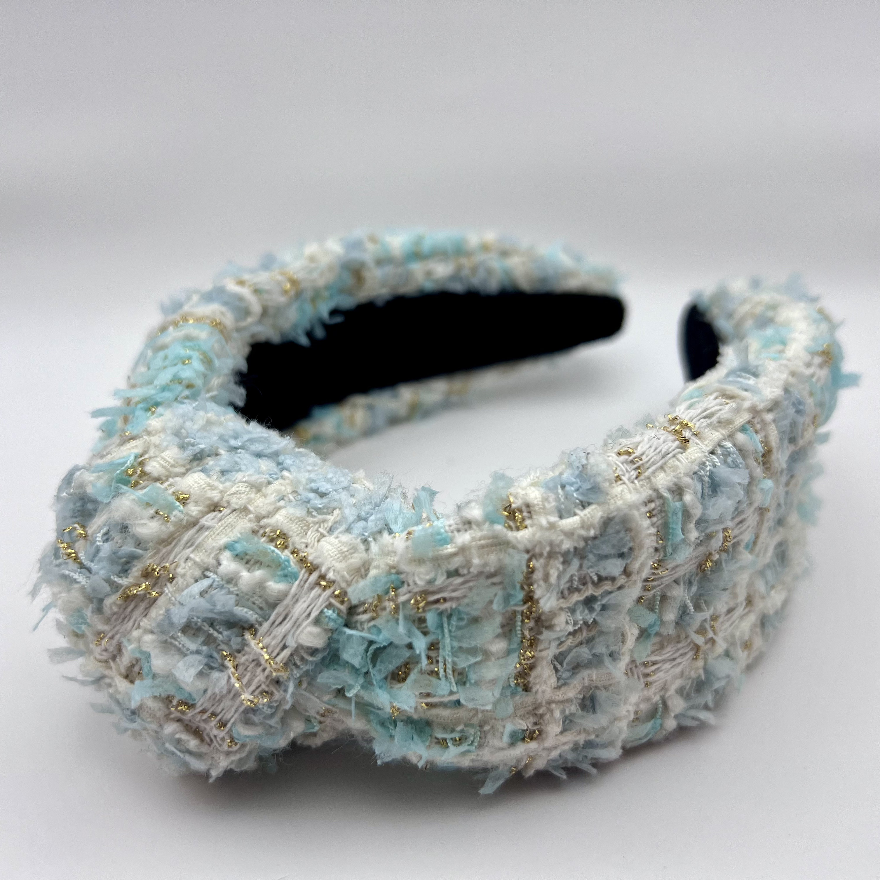 Handmade Tweed Headband, Light Blue Tweed,stylish and 