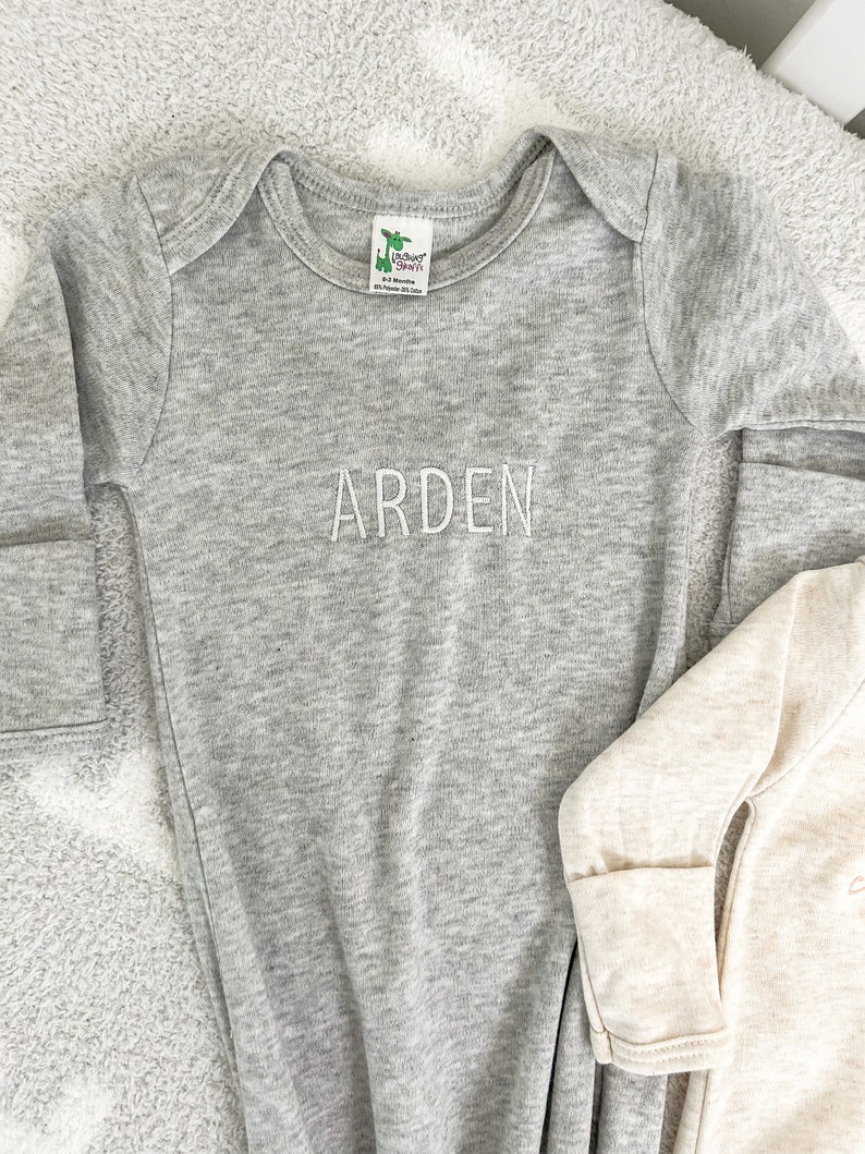 Custom Name Knotted Gown Baby Shower Gift Name Baby Onesie Knotted Baby