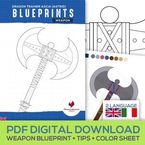 Cosplay Pattern PDF - How to Train Your Dragon - Astrid ax (Blueprint + Color Sheet)