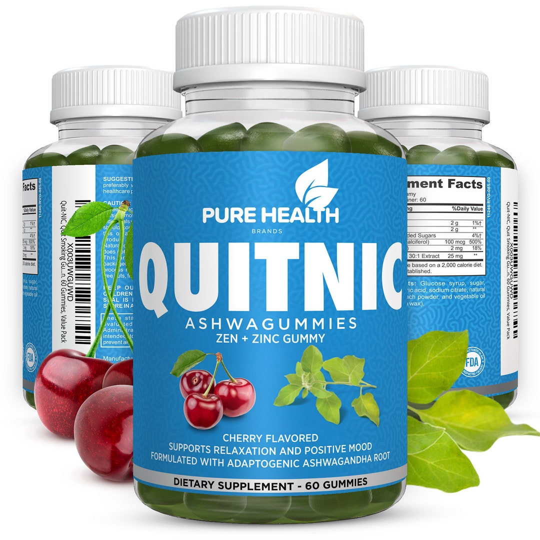 Quitnic, Quit Smoking Gummies, With Ashwagandha Plus Zen Calming