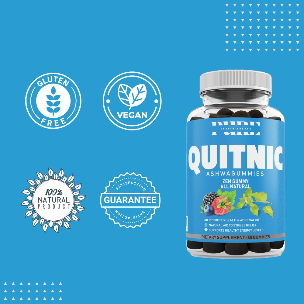 Quitnic, Quit Smoking Gummies, With Ashwagandha Plus Zen Calming
