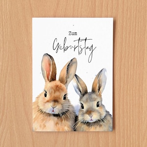 Geburtstagskarte Kaninchen Karte Geburtstag Mama Geburtstagskarte Frau Postkarte Geburtstag Oma Grußkarte Häschen Geburtstag Karte Aquarell