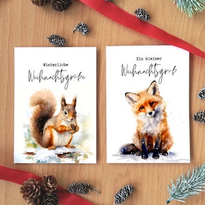 Weihnachten Karte Set Weihnachtskarte Aquarell Weihnachten Karte Weihnachtsgrüße Nordisch Wintertier Aquarell Weihnachtskarten Set