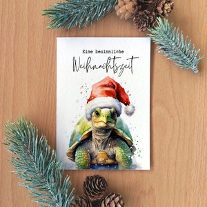 Schildkröte Weihnachten Klappkarte Exotische Weihnachtskarte Witzig Karte Weihnachten Lustig Weihnachtskarte Lustig Weihnachtskarte Aquarell