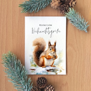 Weihnachtskarte Eichhörnchen Weihnachten Karte Aquarell Karte Weihnachten Eichhörnchen Klappkarte Weihnachten Geldgeschenk Weihnachten