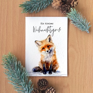 Fuchs Weihnachtskarte Fuchs Weihnachten Klappkarte Weihnachtskarte Mann Karte Weihnachten Fuchs Weihnachtsgrüße Karte Aquarel Weihnachtspost