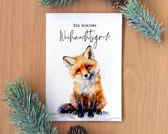 Fuchs Weihnachtskarte Wildtier Weihnachten Klappkarte Weihnachtskarte Tierliebhaber Weihnachten Karte Geldgeschenk Weihnachtskarte Aquarell