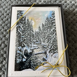 Premier Box of 12 Greeting Cards / 5” x 7” card featuring a random selection of ALL Listed Original paintings / or Specify which 12 desired!