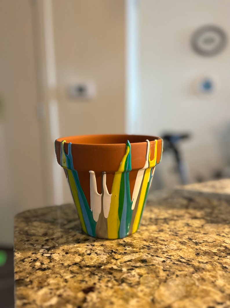 Custom Drip Paint Terracotta Planters Etsy