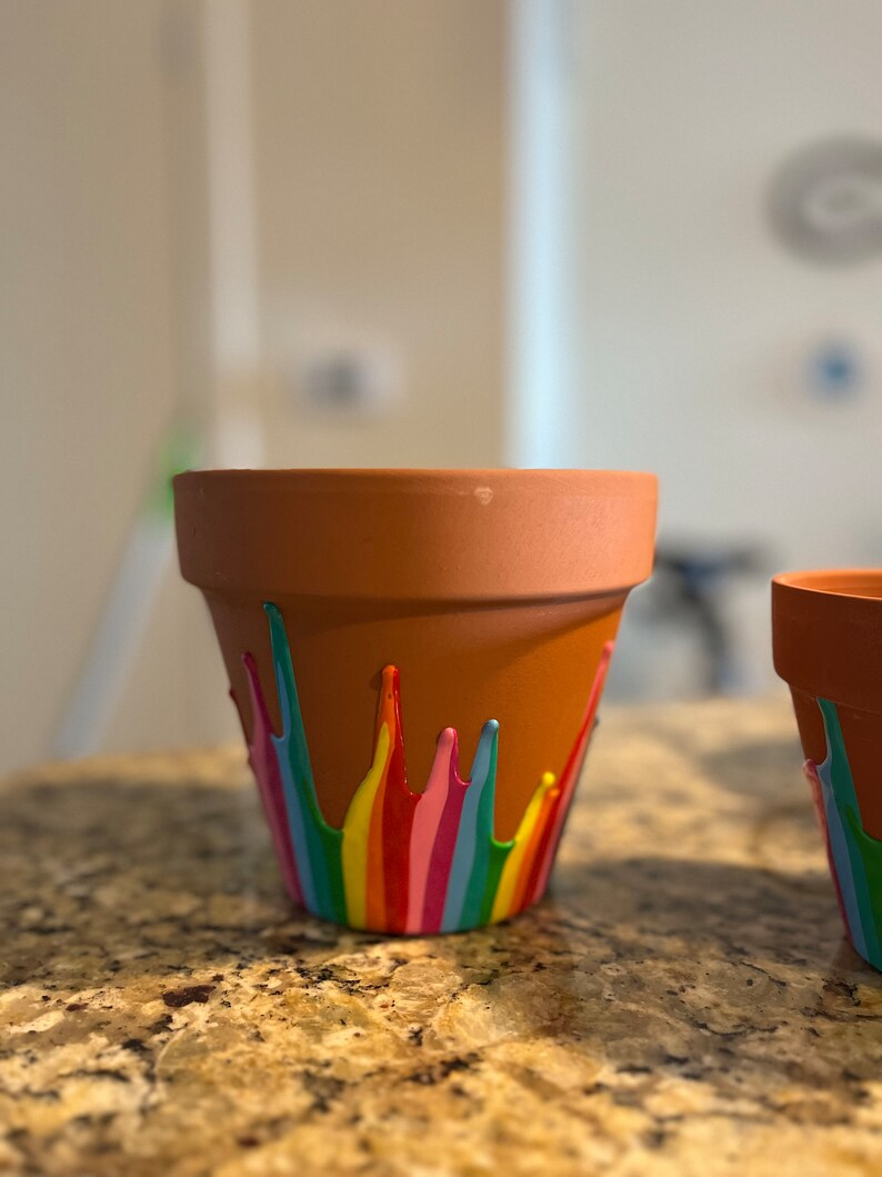 Custom Drip Paint Terracotta Planters Etsy