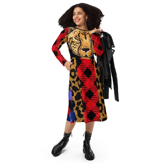 cheetah print dress long sleeve Women Spring Long Dress Girls Leopard Printed Birthday Dress Long Sleeve  Ball Gown Party Clothing Slim Waist Original Design