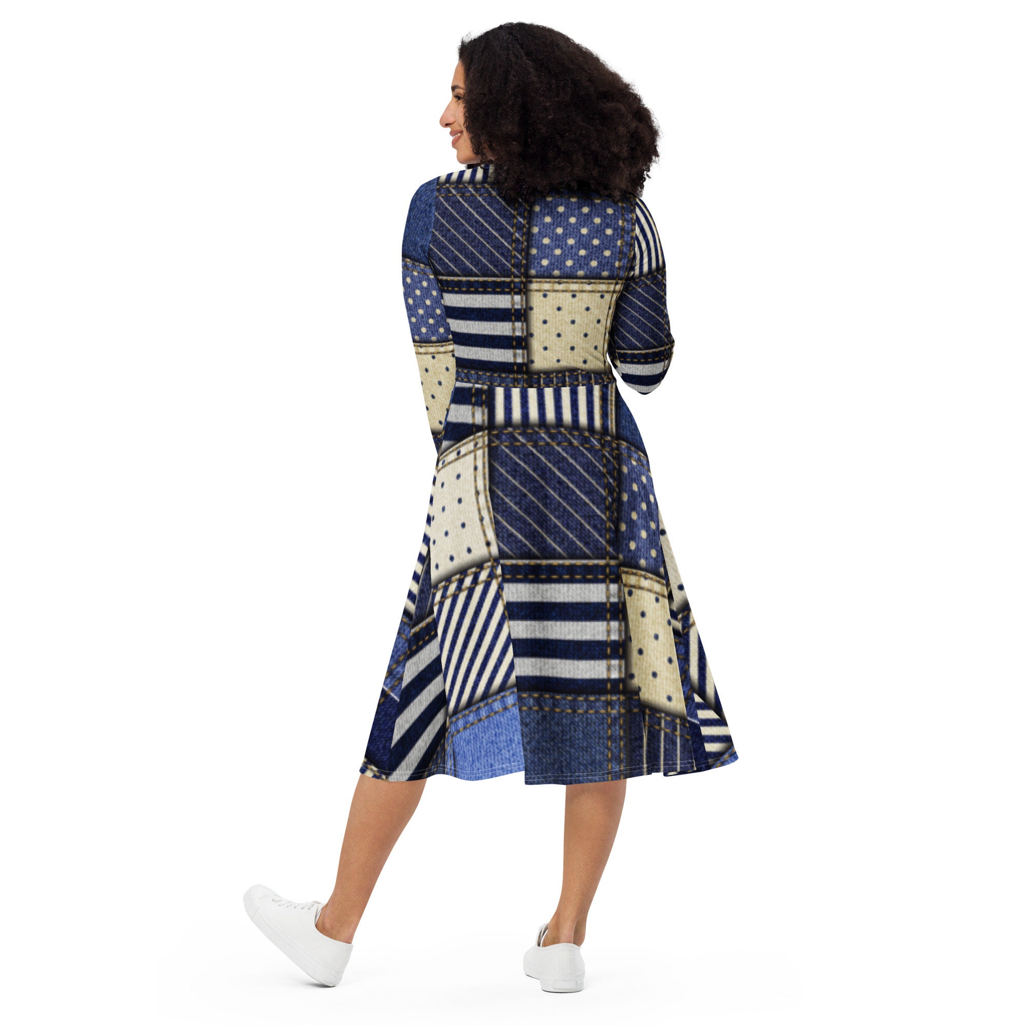 Denim Dresses Midi Long Sleeves - Etsy