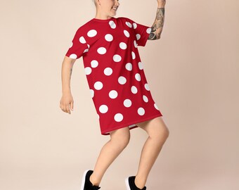Vintage T Shirt Dress 90s Red Single Stitch Midi Length
