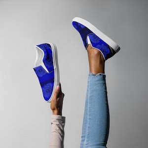 Blue Rose Plaid Women’s slip-on canvas shoes (Matching Dress is Available)