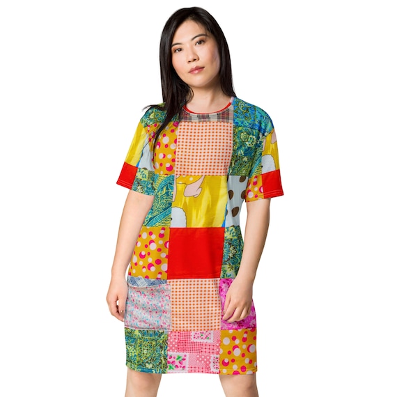 patch t shirt dress Cross Patch Detail Oversized T-Shirt Dress In Grey Acid Wash | EGO US