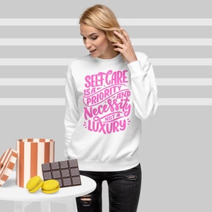 Moletom Premium Unissex Self-Care em Letras Rosa