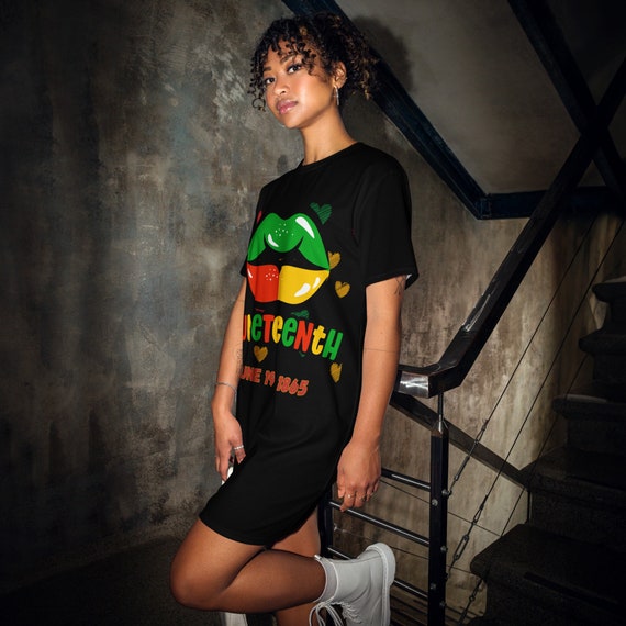 lips t shirt dress Juneteenth T-shirt Dress with Bold Lips