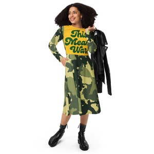 ゼブラプリント 全面プリント 長袖ミディドレス - Etsy 日本