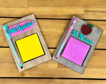 Personalized Wood Sticky Note Holder, Teacher Gift