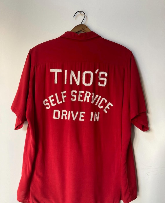 ウェア・シャツ 60's vintage king louie bowling shirt XL Vintage King Louie Red White XL XLARGE Collared Short Slv