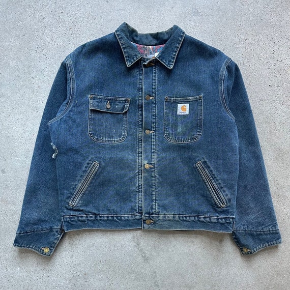 Vintage Carhartt Aztec Lined Denim Jacket - image 2