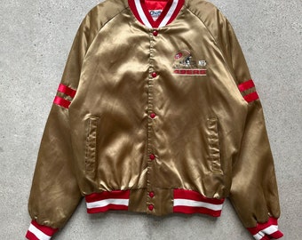 Vintage San Francisco 49ers Chalk Line Satin Bomber Jacket