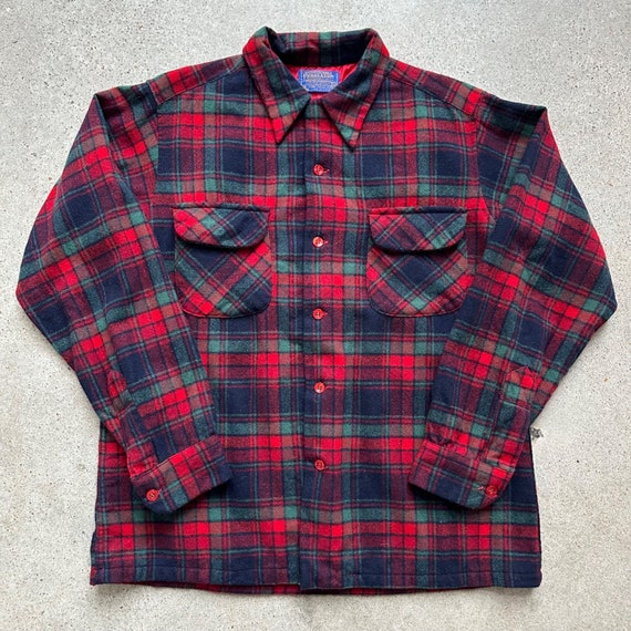 Vintage Pendleton Wool Plaid Button Up Flannel Red