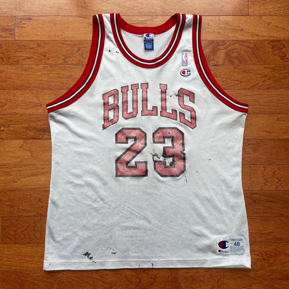 Vintage 90's Champion Michael Jordan #45 Jersey Size 44 White Made In USA