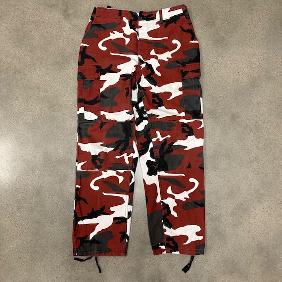 Vintage Military Red Woodland Camo Cargo Pants - image 1